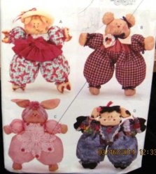 3397 SPANKY'S GANG 12'' BEANIE PIG, BEAR, BUNNY, COW PATTERN